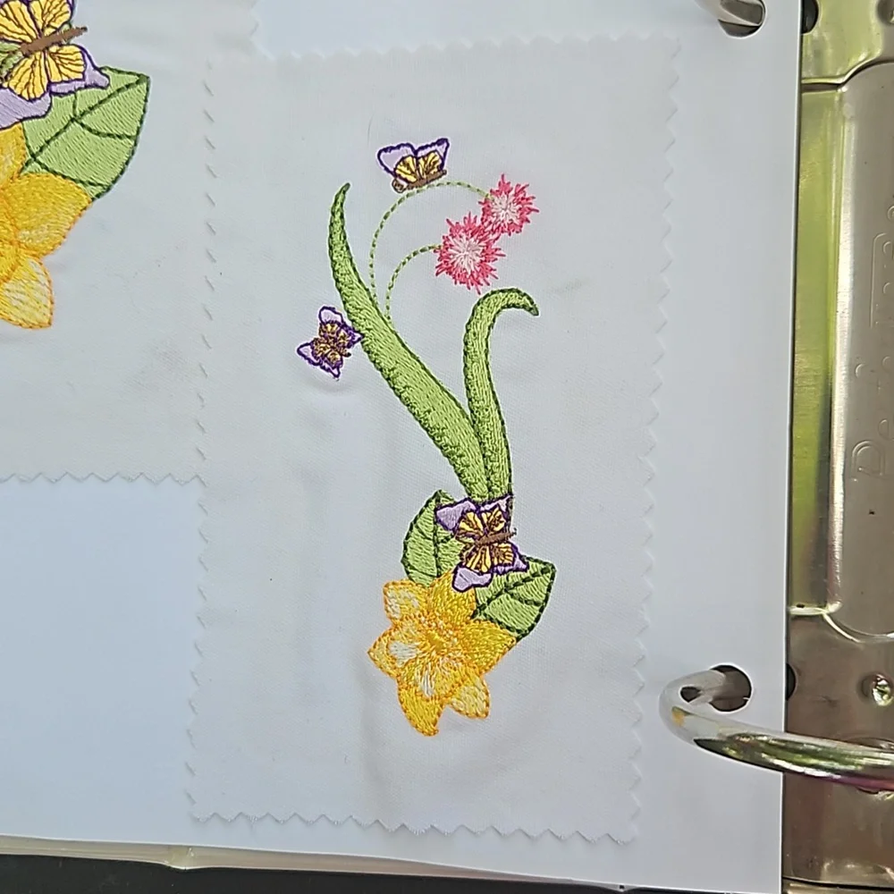 Handmade machine embroidery flowers and butterflys patch - Picture 1 of 1
